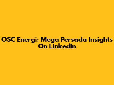 OSC Energi: Mega Persada Insights On LinkedIn