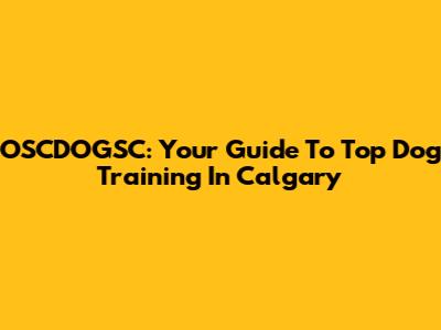 OSCDOGSC: Your Guide To Top Dog Training In Calgary