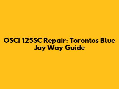 OSCI 125SC Repair: Toronto's Blue Jay Way Guide