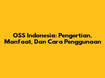 OSS Indonesia: Pengertian, Manfaat, Dan Cara Penggunaan