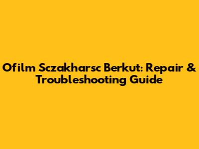 Ofilm Sczakharsc Berkut: Repair & Troubleshooting Guide