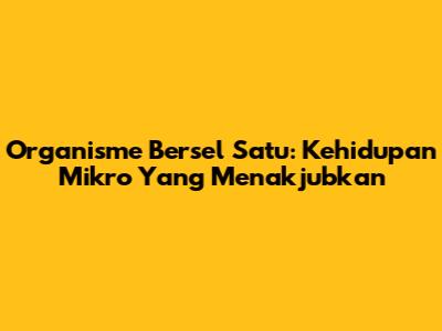 Organisme Bersel Satu: Kehidupan Mikro Yang Menakjubkan