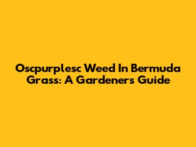 Oscpurplesc Weed In Bermuda Grass: A Gardener's Guide