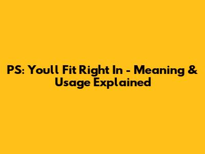 PS: You'll Fit Right In - Meaning & Usage Explained