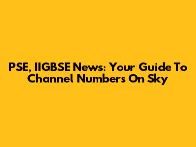 PSE, IIGBSE News: Your Guide To Channel Numbers On Sky