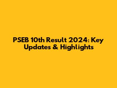 PSEB 10th Result 2024: Key Updates & Highlights