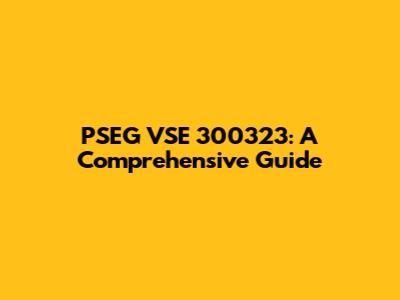 PSEG VSE 300323: A Comprehensive Guide