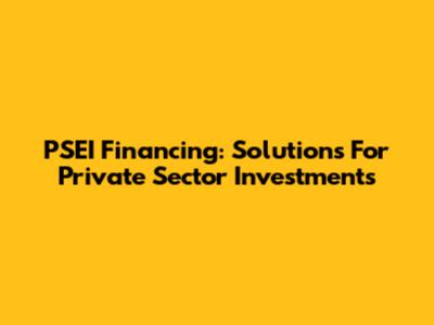 PSEI Financing: Solutions For Private Sector Investments