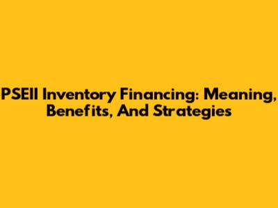 PSEII Inventory Financing: Meaning, Benefits, And Strategies