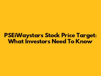 PSEiWaystars Stock Price Target: What Investors Need To Know