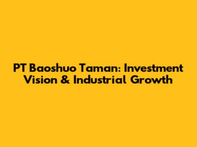 PT Baoshuo Taman: Investment Vision & Industrial Growth