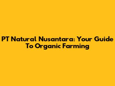 PT Natural Nusantara: Your Guide To Organic Farming