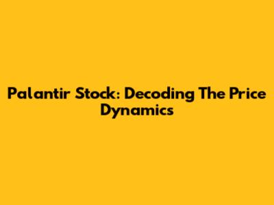 Palantir Stock: Decoding The Price Dynamics