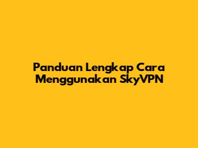 Panduan Lengkap Cara Menggunakan SkyVPN