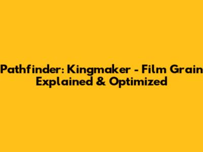 Pathfinder: Kingmaker - Film Grain Explained & Optimized