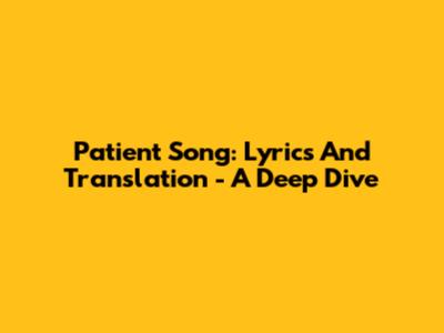 Patient Song: Lyrics And Translation - A Deep Dive