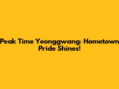 Peak Time Yeonggwang: Hometown Pride Shines!