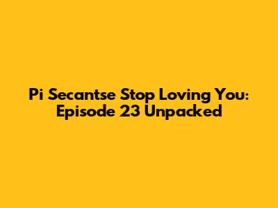 Pi Secan'tse Stop Loving You: Episode 23 Unpacked