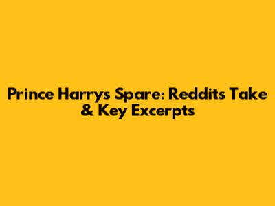 Prince Harry's 'Spare': Reddit's Take & Key Excerpts