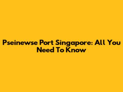 Pseinewse Port Singapore: All You Need To Know