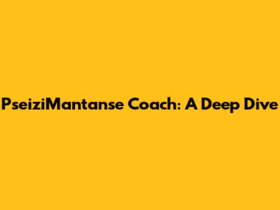 PseiziMantanse Coach: A Deep Dive