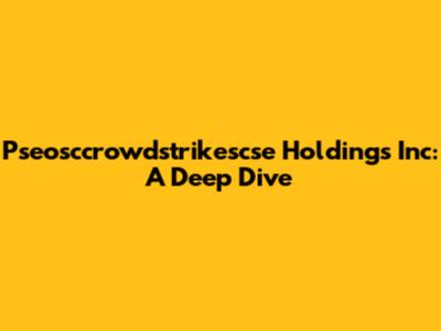Pseosccrowdstrikescse Holdings Inc: A Deep Dive