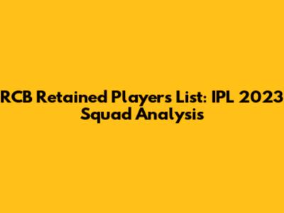 RCB Retained Players List: IPL 2023 Squad Analysis