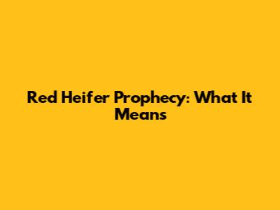 Red Heifer Prophecy: What It Means