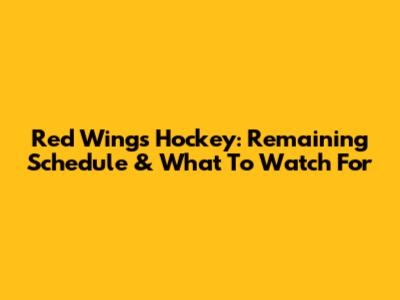 Red Wings Hockey: Remaining Schedule & What To Watch For