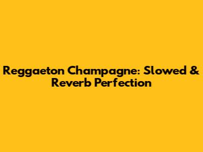 Reggaeton Champagne: Slowed & Reverb Perfection