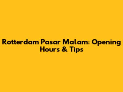 Rotterdam Pasar Malam: Opening Hours & Tips