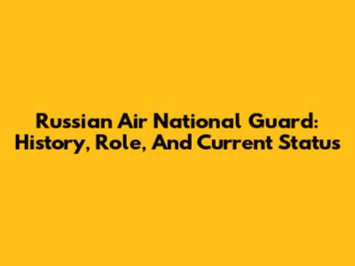 Russian Air National Guard: History, Role, And Current Status