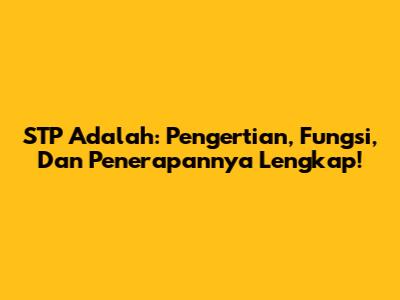 STP Adalah: Pengertian, Fungsi, Dan Penerapannya Lengkap!