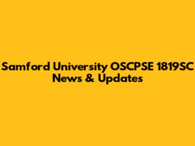 Samford University OSCPSE 1819SC News & Updates