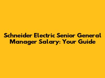 Schneider Electric Senior General Manager Salary: Your Guide