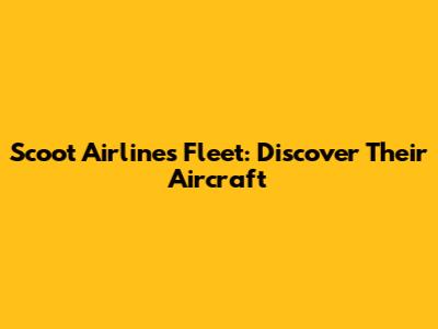 Scoot Airlines' Fleet: Discover Their Aircraft