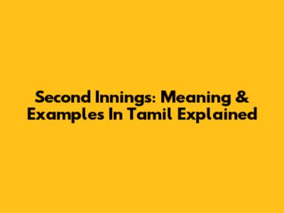 Second Innings: Meaning & Examples In Tamil Explained