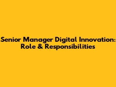 Senior Manager Digital Innovation: Role & Responsibilities