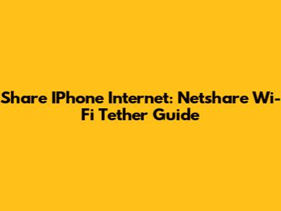 Share IPhone Internet: Netshare Wi-Fi Tether Guide