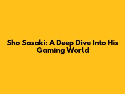 Sho Sasaki: A Deep Dive Into His Gaming World