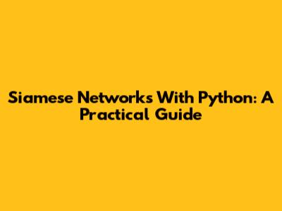 Siamese Networks With Python: A Practical Guide