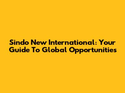 Sindo New International: Your Guide To Global Opportunities