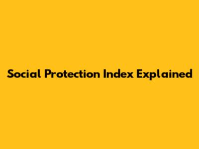 Social Protection Index Explained