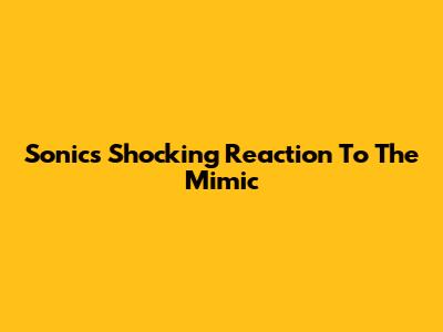 Sonic's Shocking Reaction To The Mimic