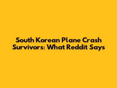 South Korean Plane Crash Survivors: What Reddit Says