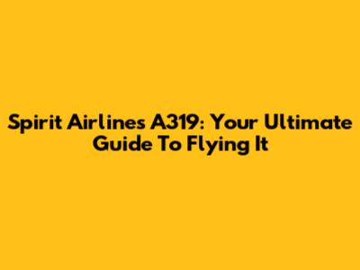 Spirit Airlines A319: Your Ultimate Guide To Flying It
