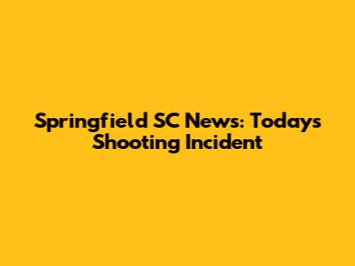 Springfield SC News: Today's Shooting Incident