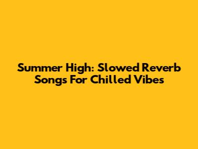 Summer High: Slowed Reverb Songs For Chilled Vibes