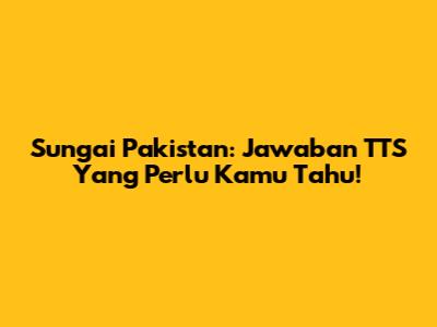 Sungai Pakistan: Jawaban TTS Yang Perlu Kamu Tahu!