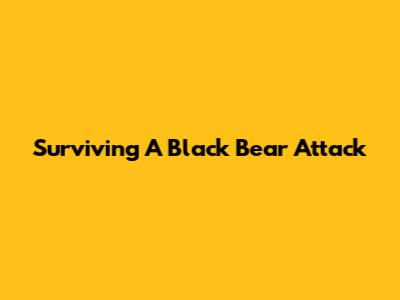 Surviving A Black Bear Attack